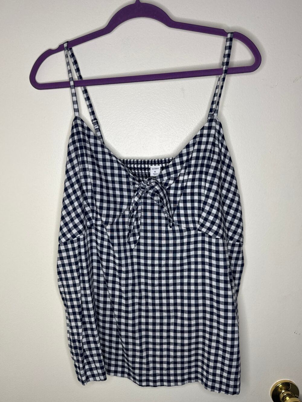 Old Navy Flowy Blue & White Gingham Twist-Front Cami Top XL- Cottagecore Girly